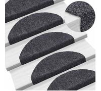Tapis d'escalier - vidaXL - 15 pièces - Gris foncé - Autocollants - Demi-rond