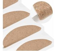 Tapis d'escalier - vidaXL - Auto-adhésifs - Beige - 56x17x3 cm - Lot de 10