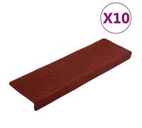 Tapis d'escalier - vidaXL - Autocollants - Rouge bordeaux - 65x21x4 cm - Lot de 10