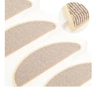 Tapis d'escalier - vidaXL - Demi-rond - Blanc et marron - 65 x 21 x 4 cm