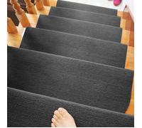 Tapis d'escalier -XJING- Lot de 15 tapis d'escalier antidérapants - Marchette escalier - 65 * 21 * 4 cm - Noir