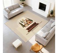 Tapis Dessin Animé 50 x 80 cm Minimaliste Hiver Chambre Tapis Lavable Doux Antidérapant, Moquette Poil Ras imprimé Boule de Neige Maison Flocon de neige pour Salon Chambre l'entrée Décoration