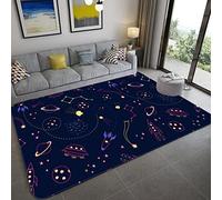 Tapis Dessin Animé Espace Univers Planète pour Enfants - Jeu Garçons Fille Chambre Chevet Sol Fusée Vaisseau Spatial Astronaute Jouer Ramper Grand (Couleur 5, 80x160 cm)