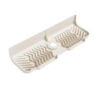 Tapis d'évier de cuisine en silicone pour protection contre les éclaboussures, tapis de robinet imperméable pour protection du comptoir et rangement des outils, BPA, 45 x 14 cm, noir (beige)