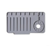 Tapis d'évier en silicone souple pour protection contre les éclaboussures et le plan de travail, 27 x 15 cm, gris