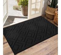 Tapis d'extérieur 60 x 90 cm, doux, absorbant, anti-salissures, antidérapant, lavable en machine, noir