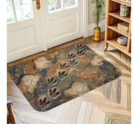 Tapis d'extérieur avec traces de dinosaures, motif carte rustique, texture craquelée, marron terreux, antidérapant, esthétique, tapis de salle de bain, entrée, cuisine, décoration de chevet, 0,6 x 0,9