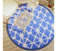 vidaXL Tapis d'extérieur Bleu et blanc Ø160 cm PP