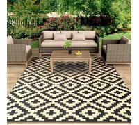 Tapis d'extérieur imperméable et antidérapant en Paille de Plastique résistant aux UV pour Patio,terrasse,Plage(120x180cm,Noir)