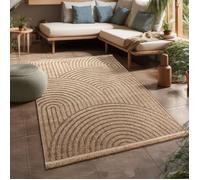 Tapis d'extérieur moderne - Paco Home - 80x150 cm - Beige - Géométrique - Tissé à la machine - Lavable - Robuste