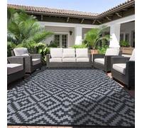 Tapis d'extérieur réversible et résistant aux intempéries Unyqoos® de 120 x 180 cm – Polypropylène, résistant aux UV, à séchage rapide, idéal pour terrasse et jardin