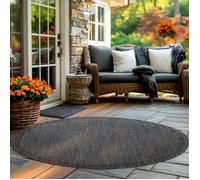 Tapis d'extérieur rond en design uni, résistant aux intempéries, pour terrasse, balcon, couleur: noir, taille: 200 cm de diamètre
