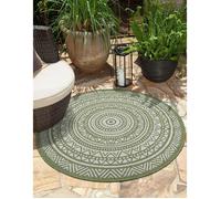 Tapis d'extérieur - THE CARPET - Mistra - Résistant UV - Vert - 120 cm - Rond - Design Mandala