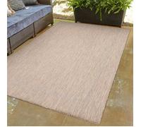 Carpettex Teppich Tapis d'extérieur uni résistant aux intempéries, idéal pour Les terrasses, Les balcons, Les Jardins et Les Cuisines, Couleur: Beige, Taille: 160 cm Rond