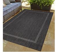 Tapis d'extérieur uni résistant idéal terrasses balcons jardins cuisines un tissage plat sisal Couleur: Noir Taille: 140 x 200 cm