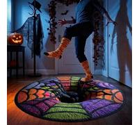 Tapis d'illusion d'Halloween, tapis décoratif rond matelassé 3D à motif en