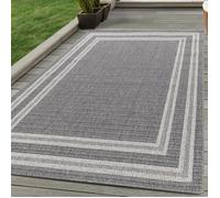 Tapis d'intérieur d'extérieur bordure résistant terrasse balcon cuisine salon Gris 140 x 200 cm