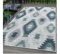 Tapis d'intérieur d'extérieur résistant berbère cuisine balcon terrasse jardin Bleu 140 x 200 cm