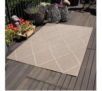 Tapis d'intérieur d'extérieur résistant Boho CARPETTEX - Beige - 80 x 250 cm - Motif Bohème Scandinave