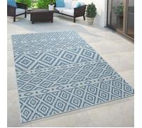 Tapis d'intérieur et d'extérieur, pour balcons et terrasses au design Skandi, en bleu [60x100 cm]