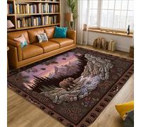 Tapis d'ours rustique, montagnes naturelles et roches d'automne marron à poils courts en éponge rectangulaire pour salon, chambre à coucher, sous table, décoration de salle à manger, 1,5 x 2,1 m