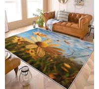 Tapis Doux Antiglisse à Poils Courts 140x200 cm Motif de Marguerite HD Confort Moelleux, Lavable en Machine Usine Tapis Intérieur pour Salon, Chambre et Chambre d’Enfant