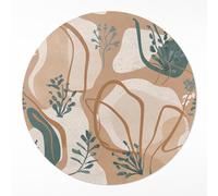 Tapis du Sol Vinyle ø90 cm Entretien Facile PVC Maison Deco pour Salon Chambre Intérieur Durable et élégant Rond Résistant à la Rayure de Sol Cuisine - Plantes peintes