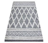 Tapis ECO SIZAL BOHO MOROC Diamants 22297 franges - deux niveaux de molleton gris / crème tapis en coton recyclé 78x150 cm
