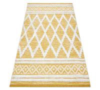 Tapis ECO SIZAL BOHO MOROC Diamants 22297 franges - deux niveaux de molleton jaune / crème tapis en coton recyclé 136x190 cm