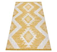 Tapis ECO SIZAL BOHO MOROC Diamants 22312 franges - deux niveaux de molleton jaune / crème tapis en coton recyclé 78x150 cm