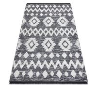 Tapis ECO SIZAL BOHO MOROC Etno Zigzag 22319 franges - deux niveaux de molleton gris / crème tapis en coton recyclé 136x190 cm