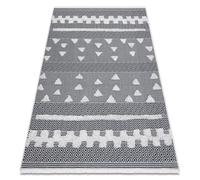 Tapis ECO SIZAL BOHO MOROC Géométrique 22321 franges - deux niveaux de molleton crème / gris tapis en coton recyclé 194x290 cm