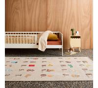 sweeek - Tapis éducatif intérieur Enfant Beige imprimé abécédaire 120 x 160 cm - Scoty