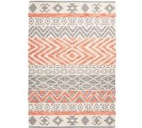 Tapis Effet 3D à Poils Courts "Ethnie" Gris & Orange 80 x 150 cm Gris G