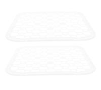 Tapis Égouttoir 2 Pièces Protège-évier Cuisine, en Plastique Blanc | Surface Stable pour Sécher la Vaisselle, Design Ajouré, Trou Mural, Découpable, Rangement Suspendu Pratique au Quotidien