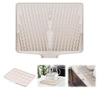 Tapis égouttoir lisse 40 x 33 x 1,5 cm | Tapis égouttoir en silicone pour évier | Forme biseautée avec trou d'évacuation | Résistant à la chaleur et antidérapant | Peut également servir de égouttoir |