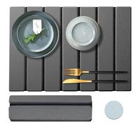 Tapis Egouttoir Vaisselle Diatomite pour Cuisine et Évier avec Fond Tissu | Tapis absorbant vaisselle avec fond en tissu, pour moins d’eau stagnante et un plan de travail plus propre