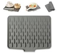 Tapis Egouttoir Vaisselle, Protecteur De Comptoir En Silicone Anti-Fuite Avec Conduction D'eau Efficace Et Conception Antidérapante, Tapis D'égouttage D'évier Adapté à L'évier Cuisine,30*40cm (Gris)