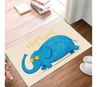 Tapis Éléphant Mignon Dessiné À La Main - Paillasson Antidérapant Animaux Intéressants 45X75Cm, Tapis Ď'Entrée En Lavable, Paillasson De Bienvenue Crème Pour Porte Đ'Entrée Salle Ďe Bain Chambre