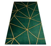Tapis EMERALD exclusif 1013 glamour élégant géométrique bouteille verte / or 240x330 cm