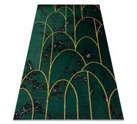 Tapis EMERALD exclusif 1016 glamour élégant art deco marbre bouteille verte / or 140x190 cm
