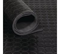 Tapis en caoutchouc à picots plats, largeur 1,2 m, longueur 10 m, épaisseur 3 mm, noir (NR/SBR), sans renfort tissé