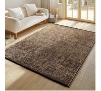 Tapis en chenille de coton Marron lavable Style bohème, kilim vintage, Poil court, antidérapant doux marbré (Dimension: 160X230 cm)