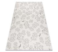 Tapis EN CORDE SIZAL FLAT 48774/367 Petites feuilles Petits Oiseaux crème gris 160x230 cm