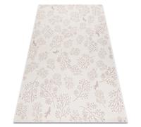 Tapis EN CORDE SIZAL FLAT 48774/526 Petites feuilles Petits Oiseaux crème rose 80x150 cm