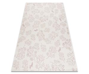 Tapis EN CORDE SIZAL FLAT 48774/526 Petites feuilles Petits Oiseaux crème rose 80x150 cm