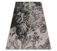 TAPIS EN CORDE SIZAL FLOORLUX 20491 FLEURS argentin / noir 200x290 cm
