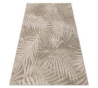 TAPIS EN CORDE SIZAL FLOORLUX 20504 FEUILLES gris foncé / Champagne JUNGLE 240x330 cm