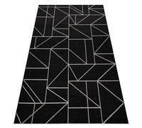 TAPIS EN CORDE SIZAL FLOORLUX 20605 noir / argentin TRIANGLES GÉOMÉTRIQUE 140x200 cm