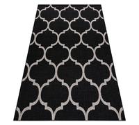 TAPIS EN CORDE SIZAL FLOORLUX 20608 Treillis marocain noir / argentin 80x150 cm